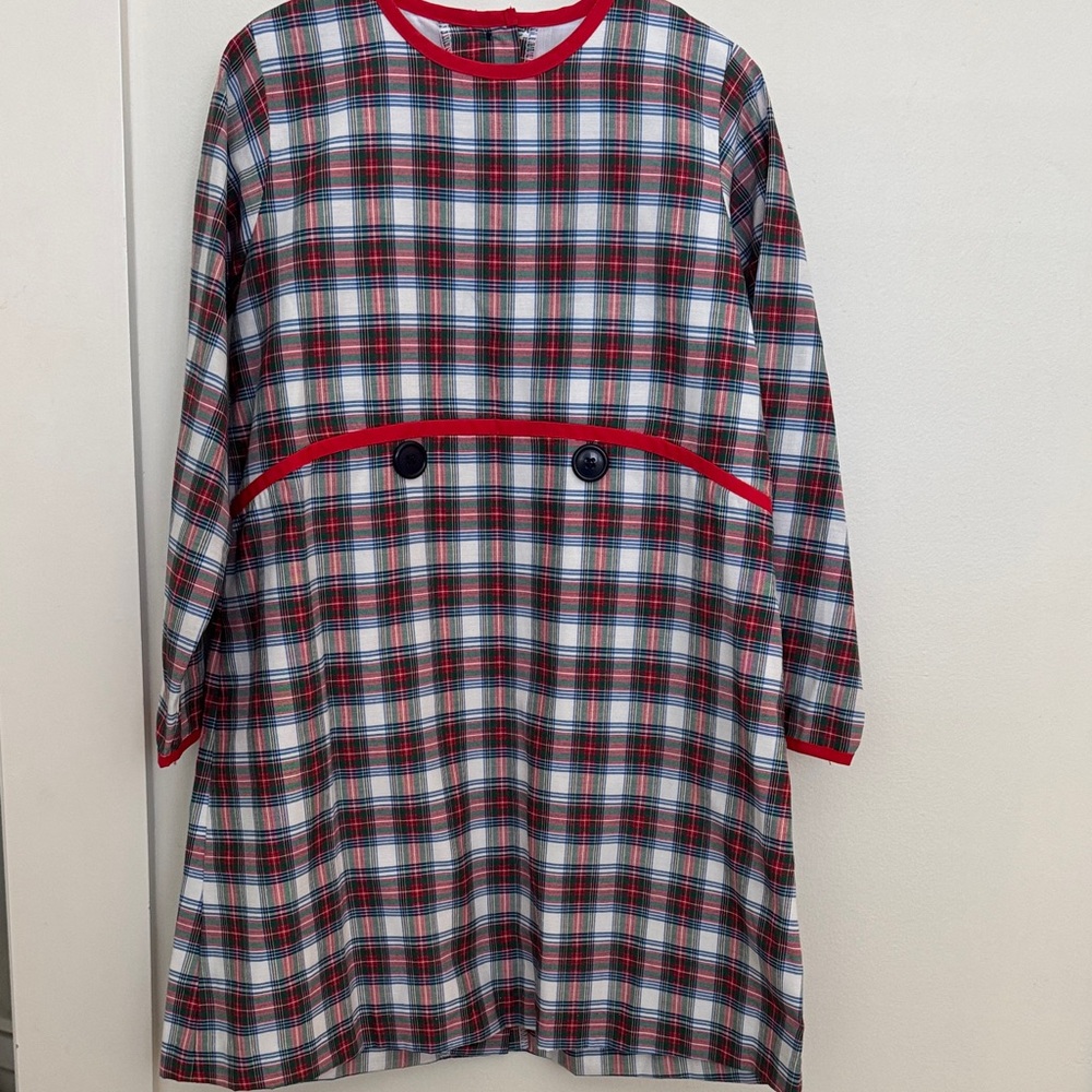 The Beaufort Bonnet Company Plaid Dress with Red Trim